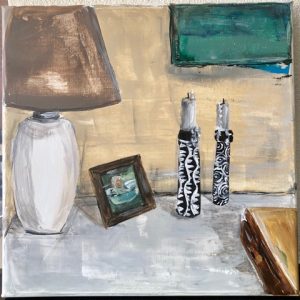 Painting "Still life with African candle holders - 2020"