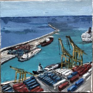 Painting "Barcelona harbor - 2021"