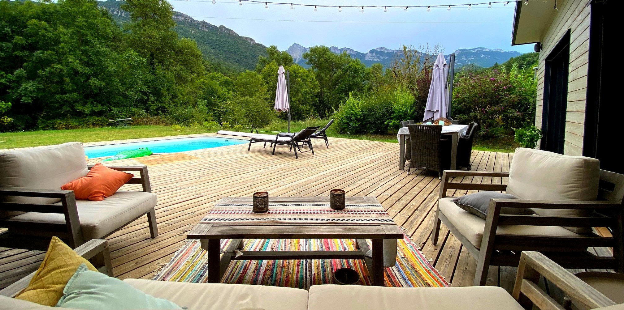 From master bedroom and terrace stunning views over 'Les Trois Becs'